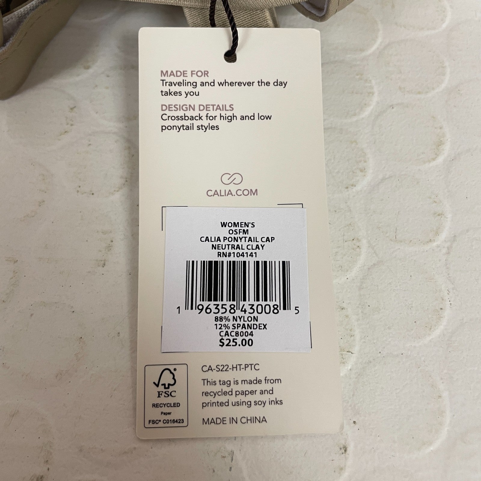 CALIA Women’s Ponytail Cap Neutral Clay Adjustable Hat CAC8004 – Breathable Fit