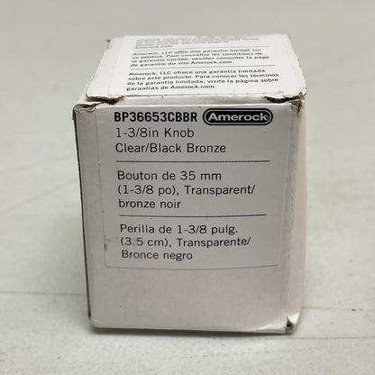 Amerock Glacio 1‑3/8″ Clear/Black Bronze Square Cabinet Knob BP36653CBBR