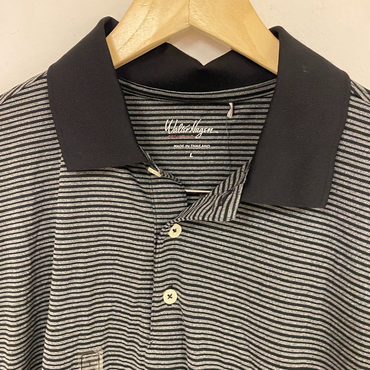 Walter Hagen Essentials Stripe Golf Polo Shirt Black MGA11371N