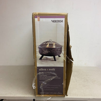 allen + roth 31.5-in W Black Steel Wood-Burning Fire Pit Black Finish
