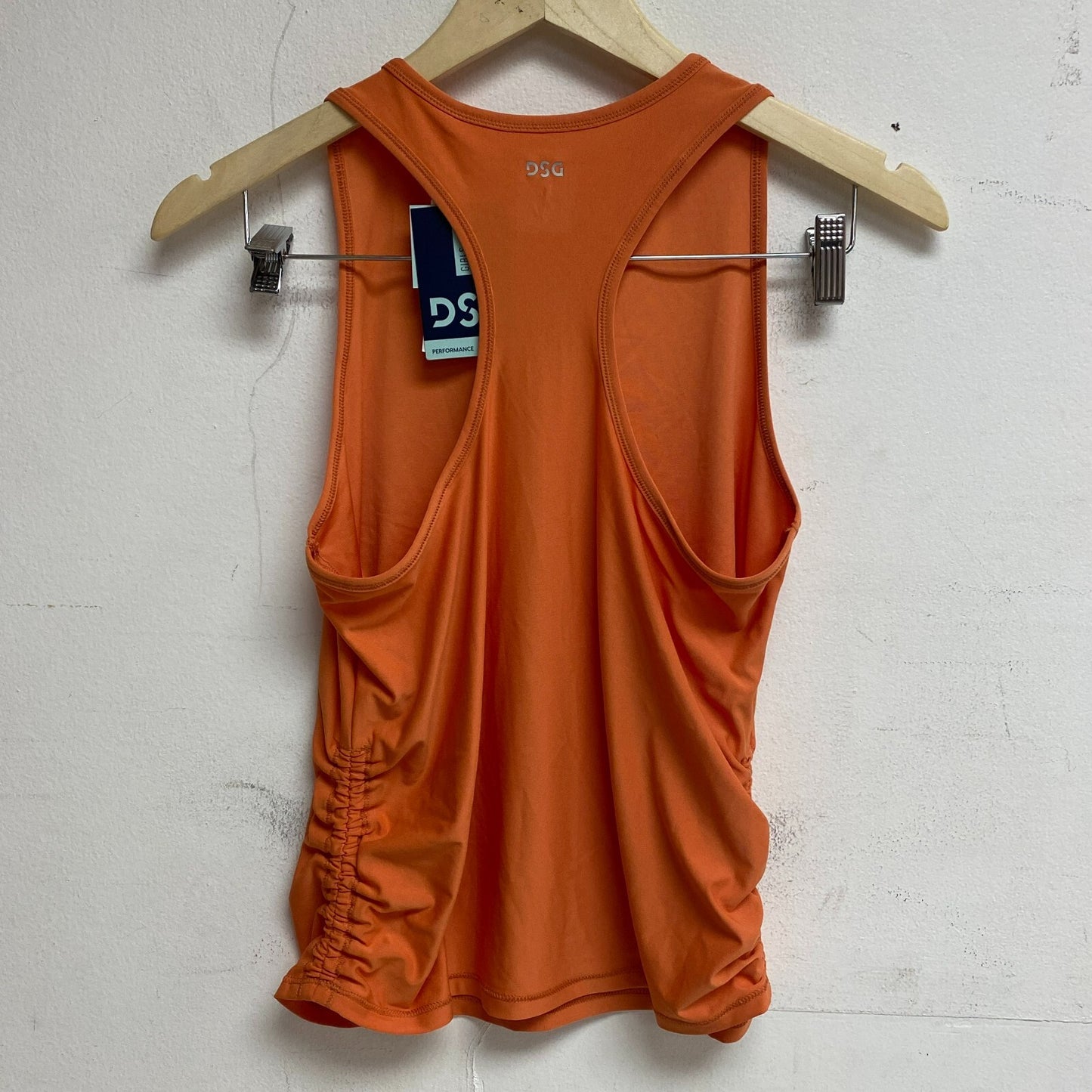 DSG Girls Ruched Tank Sweet Persimmon Racerback Solid Sleeveless DAG13123