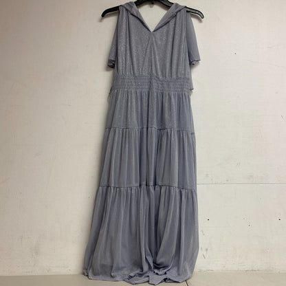 Danny & Nicole Women Short Sleeve Fit+Flare Tiered Maxi Dress Sz 14 Color Silver