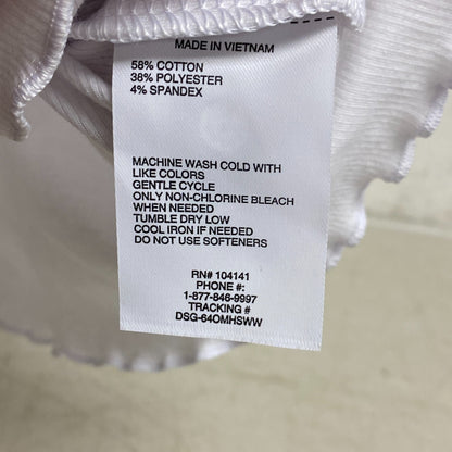 DSG Girls Everyday Striped Lettuce Hem Rib Tank Pure White DAG12108 New