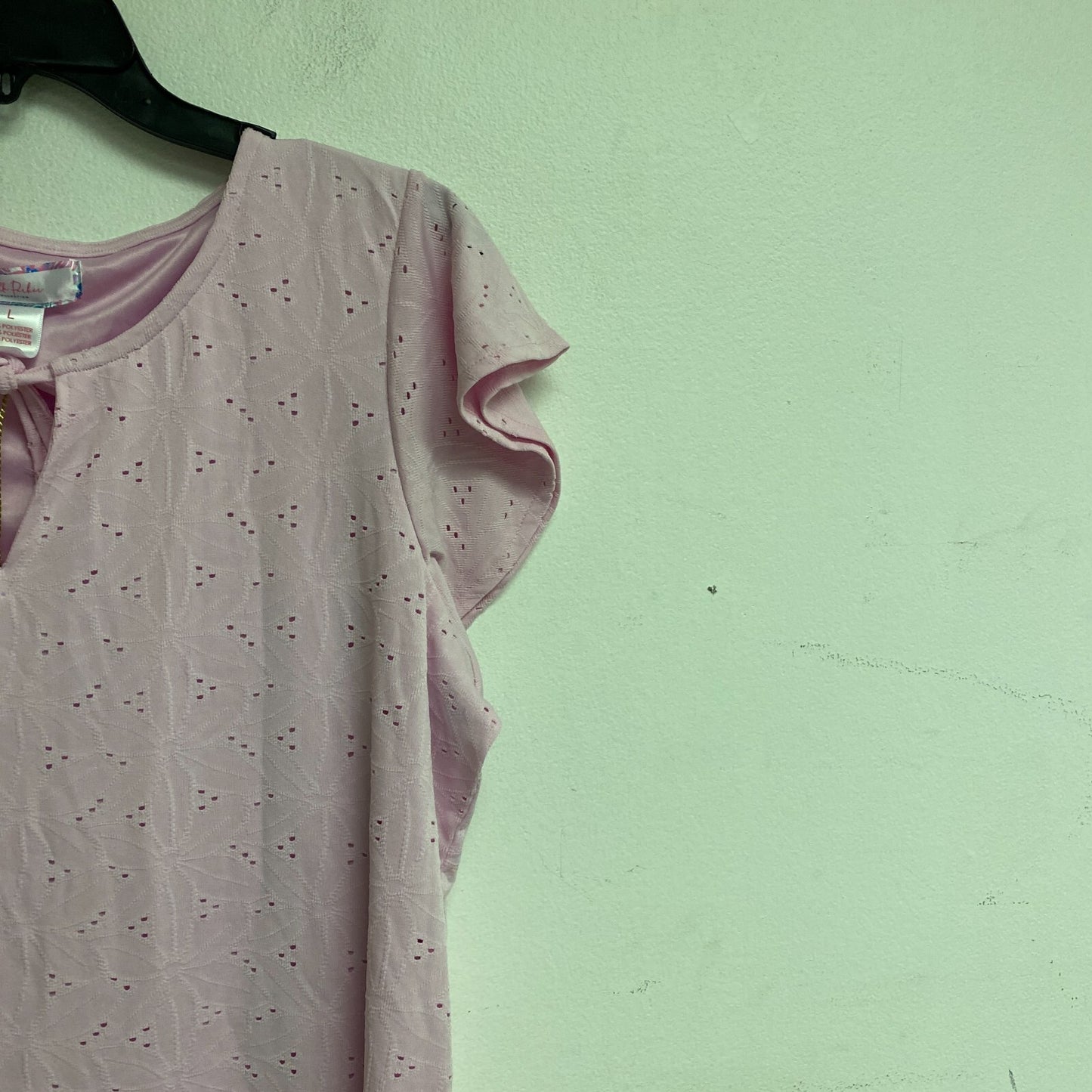 Stella Parker Women's Eyelet Flutter Sleeve Dress Size Large Color: Calm Pink