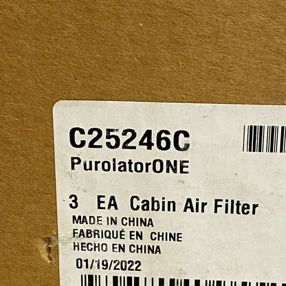 Purolator ONE C25246C Cabin Air Filter 3 Pack Carbon Media