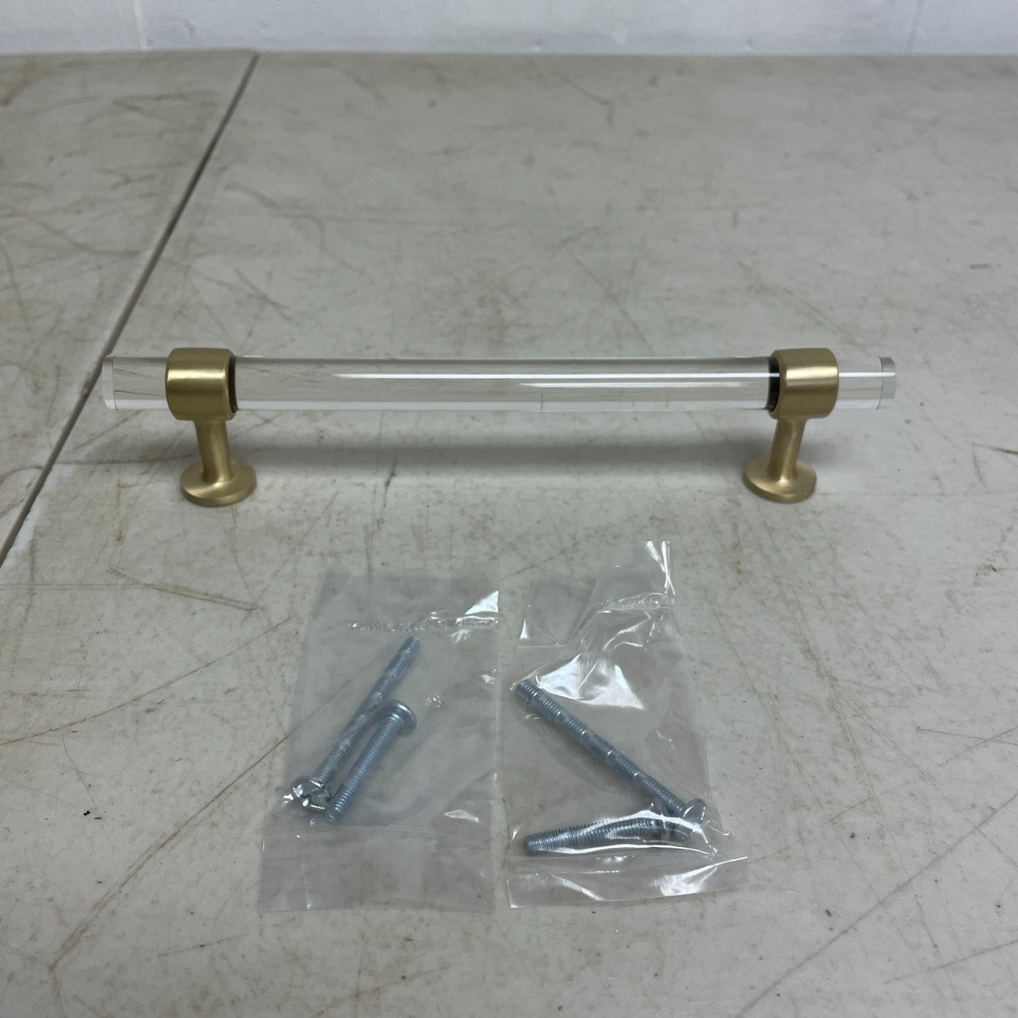 Signature Hardware Beryn Acrylic 6″ Cabinet Pull Satin Brass HN‑B‑9021.6.SB