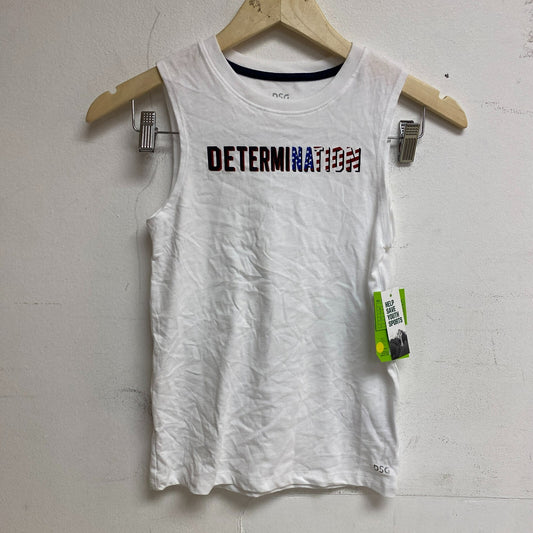 DSG Boys Cotton Graphic Tank Top Pure White Determination Sleeveless DAB12111
