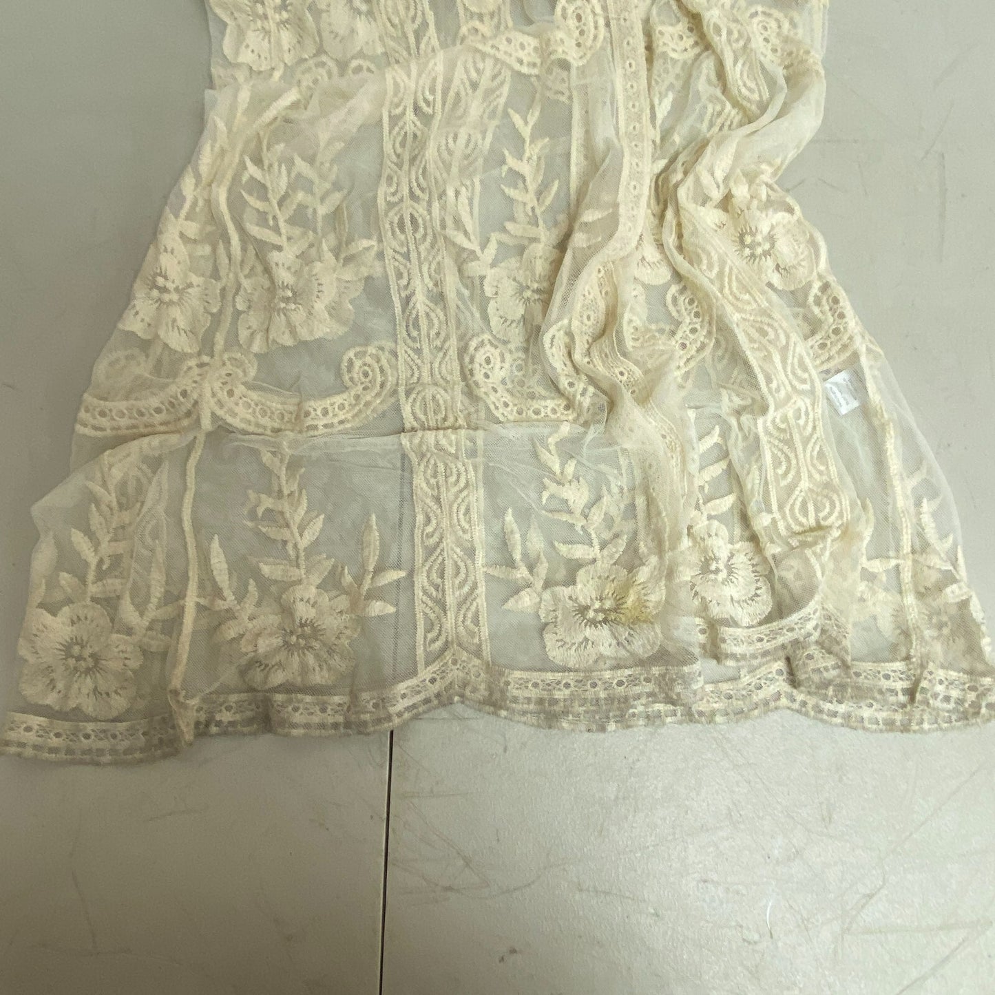 Blue Rain Womens Swim Coverup Creme Embroidered Floral Size Womens Large