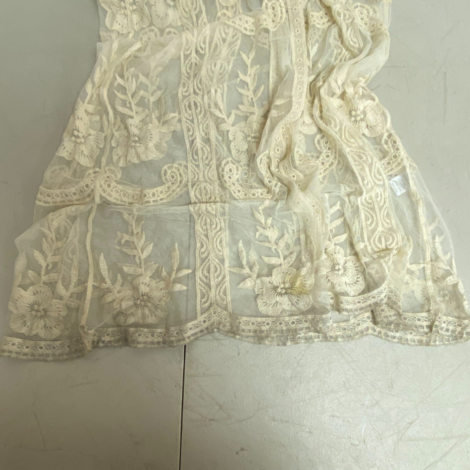 Blue Rain Womens Swim Coverup Creme Embroidered Floral Size Womens Large