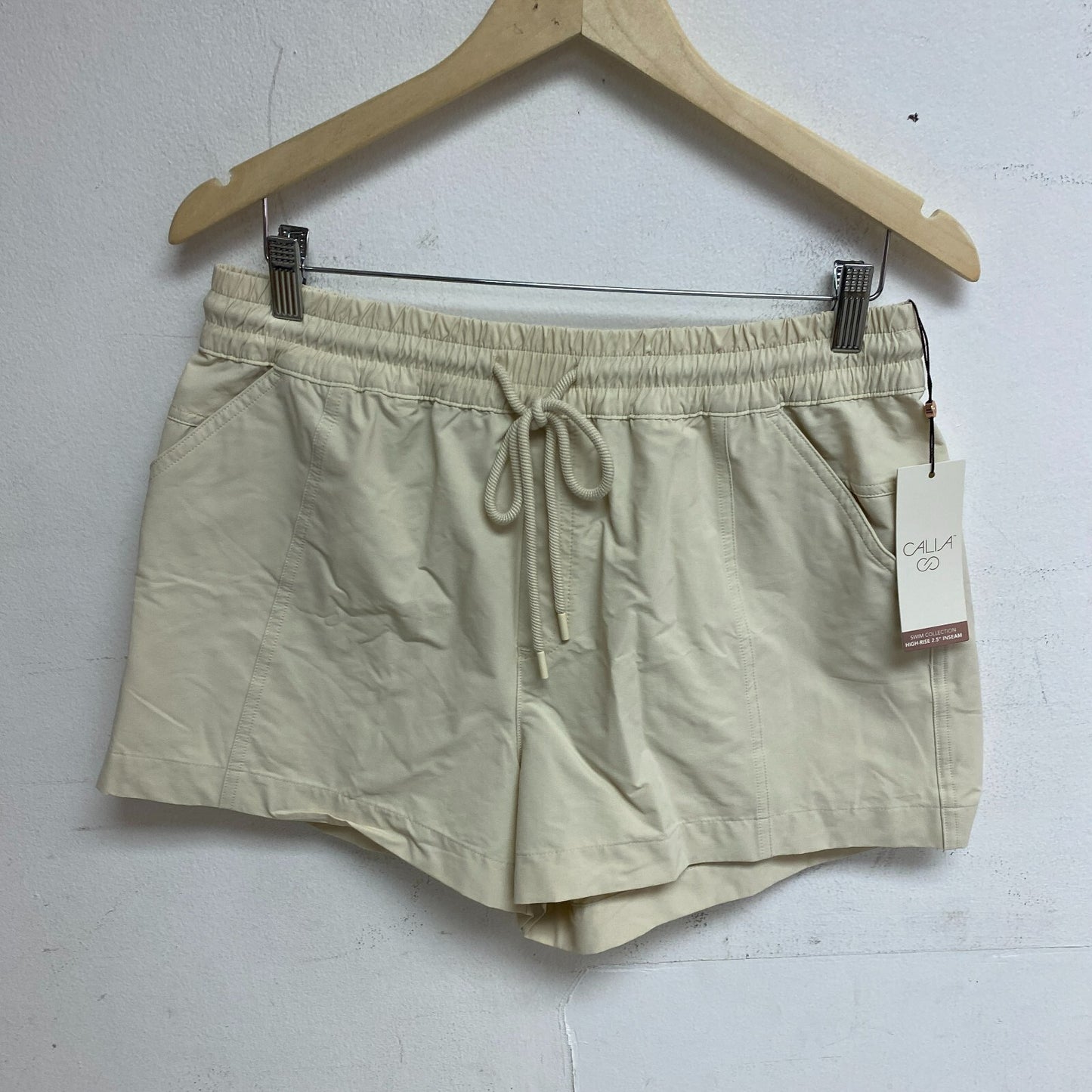 CALIA Women's High Waisted Swim Utility Board Short Light Sand WSA23507