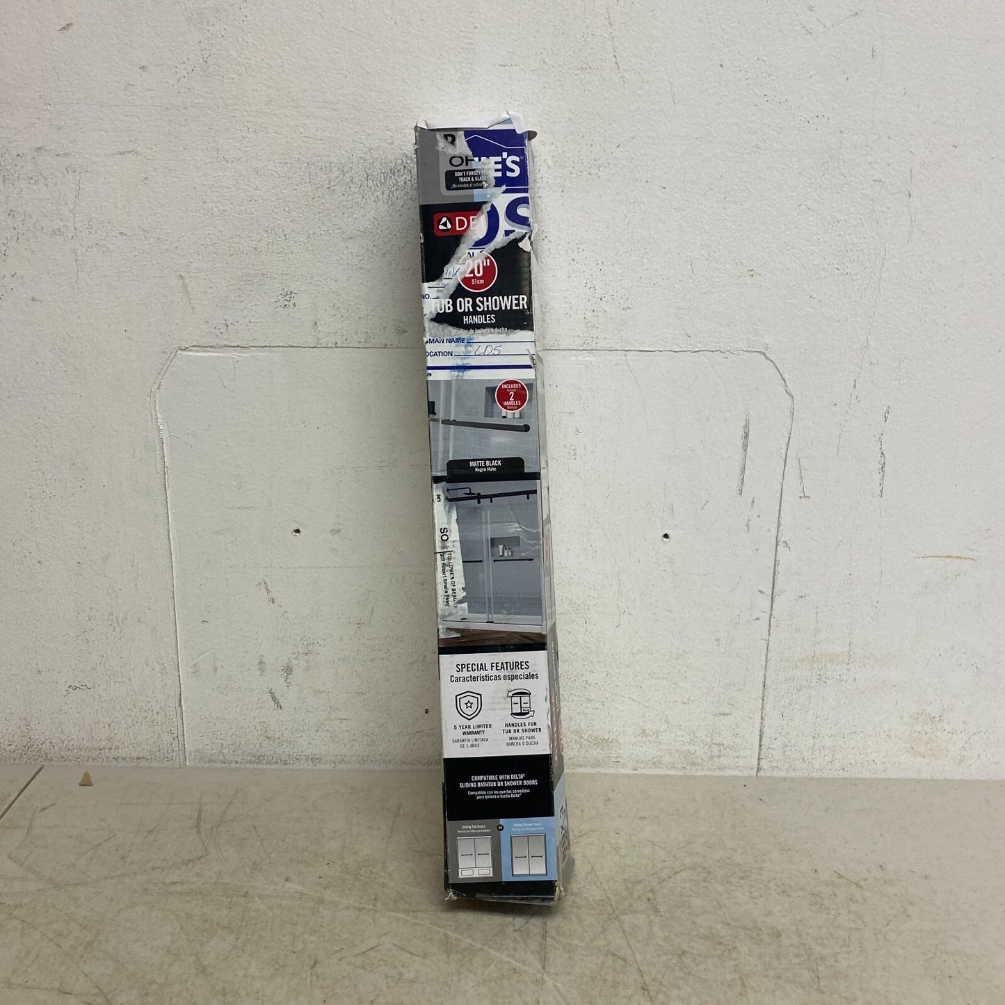 Delta SDBR018-MB-R 20” LATHAN Sliding Tub Or Shower Door Handles Black Set of 2