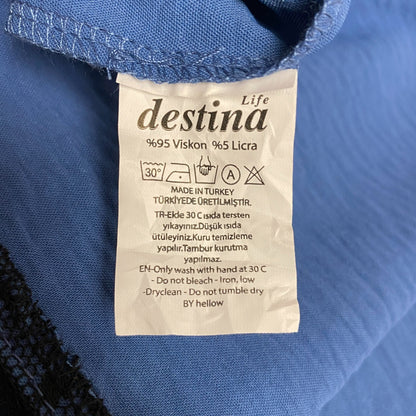 Destina Life Boho Maxi Dress Blue Black bottom accent and neck hanging Size US16