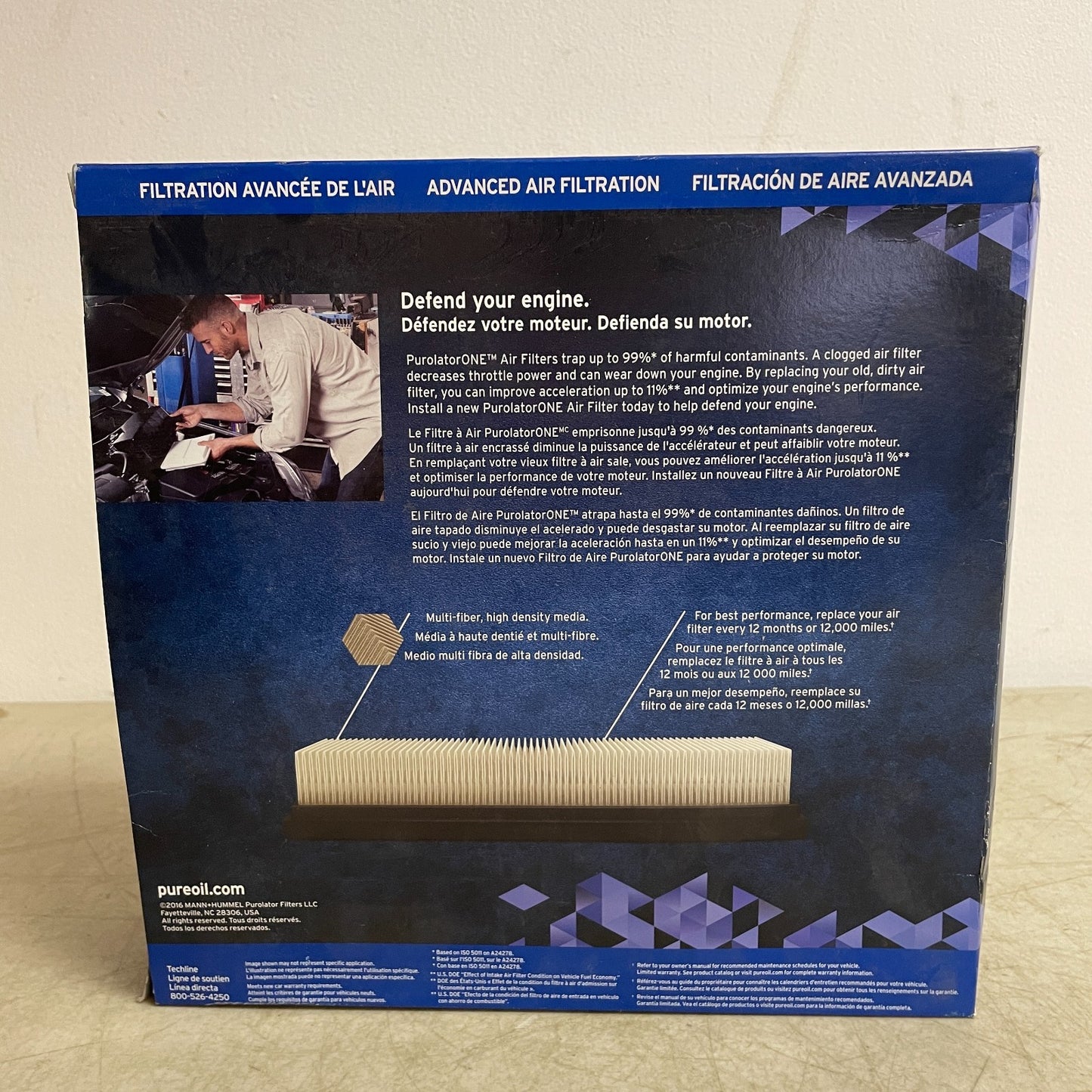 PurolatorONE A34361 Engine Air Filter Blocks 99% Dirt Lasts 12K Miles