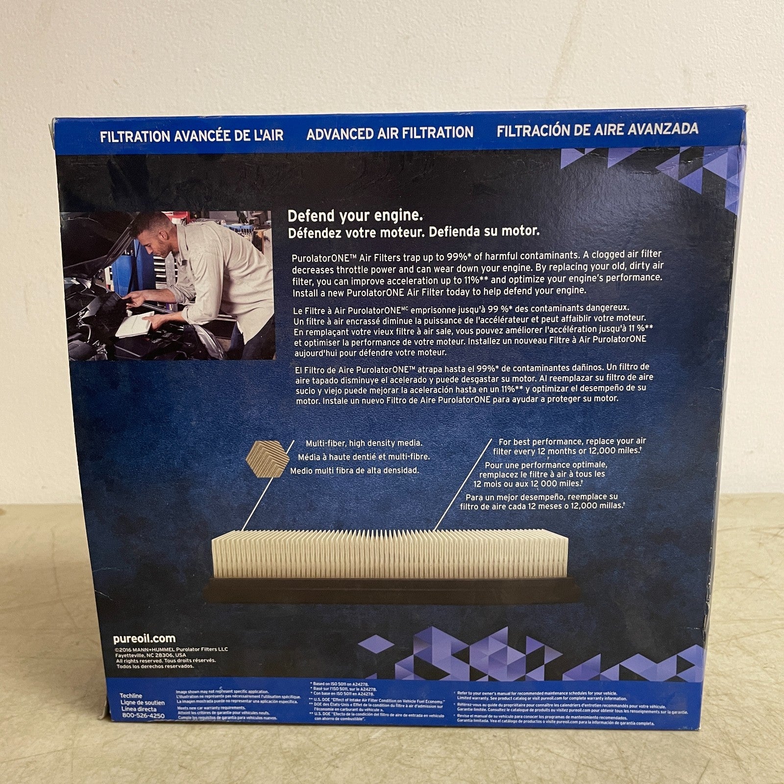 PurolatorONE A34361 Engine Air Filter Blocks 99% Dirt Lasts 12K Miles