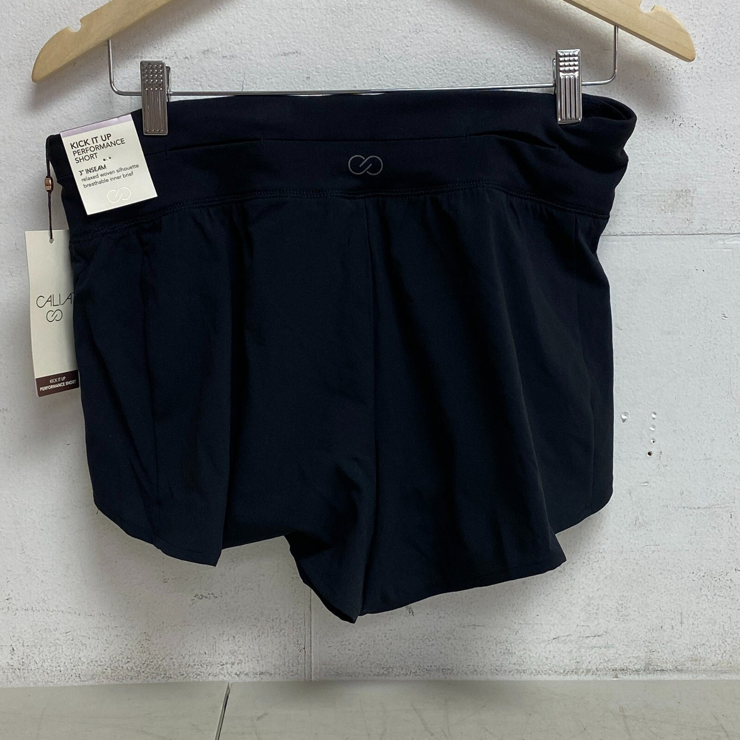 CALIA Women's 3 in Kick It Up Mid Rise Relaxed Shorts Pure Black Summer WAX12261