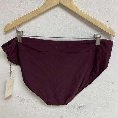 CALIA Women's Mid Rise Wide Banded High Leg Swim Bottoms Wine WSA23414