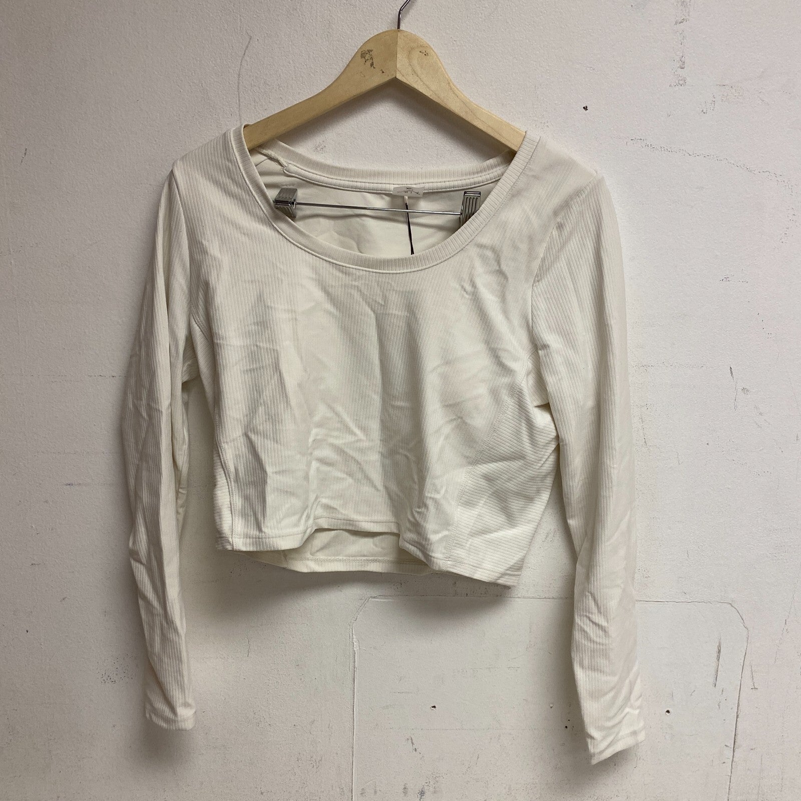 Calia Womens Cropped LS Support Top Cloud Cover WAX31348 BRAND NEW