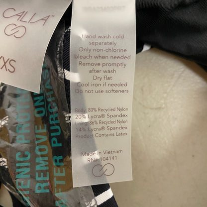 CALIA Women's Adjustable Rise Ruched Side Bottom Stripe Black WSA23402PRT