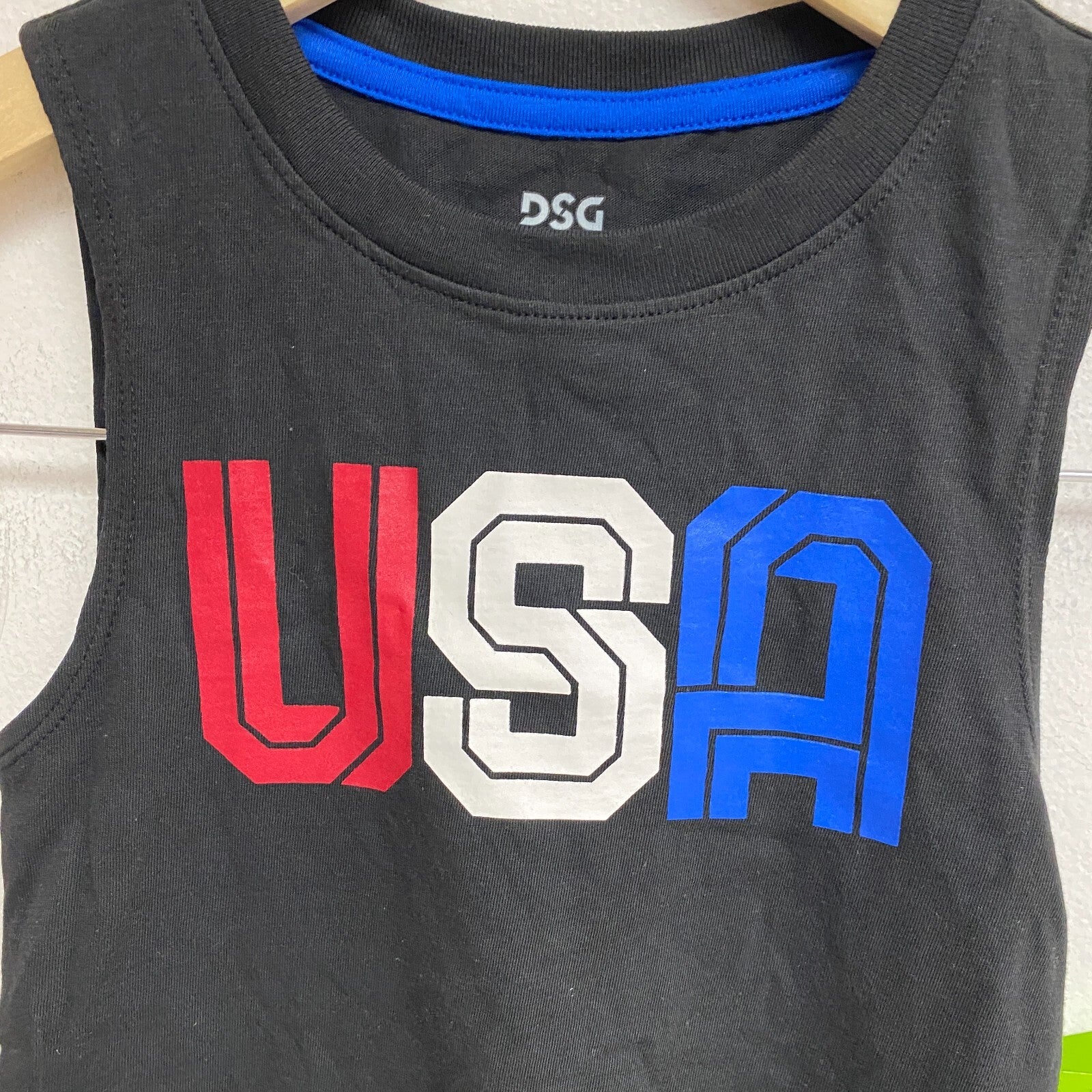 DSG Boys Training Cotton USA Graphic Tank Top Pure Black USA DAB12111 New