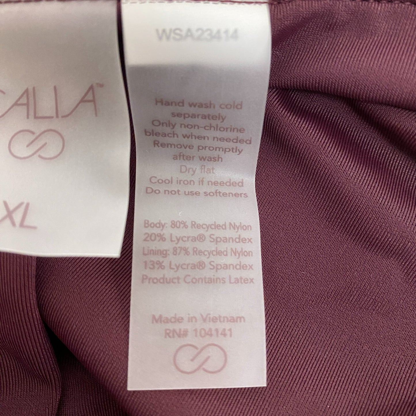 CALIA Women's Mid Rise Wide Banded High Leg Swim Bottoms Wine WSA23414