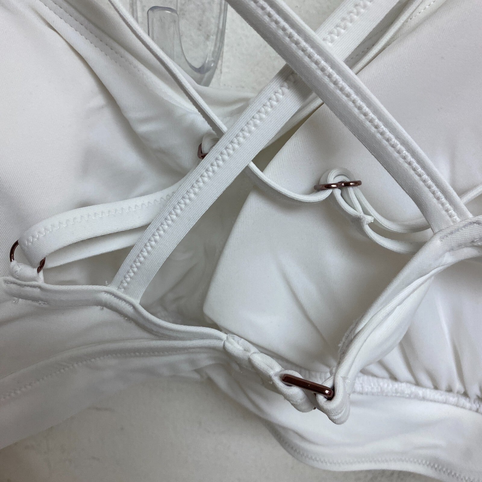 Calia Women's Swim Runched Front Cross Top Pure White WSA23204 Brand New!