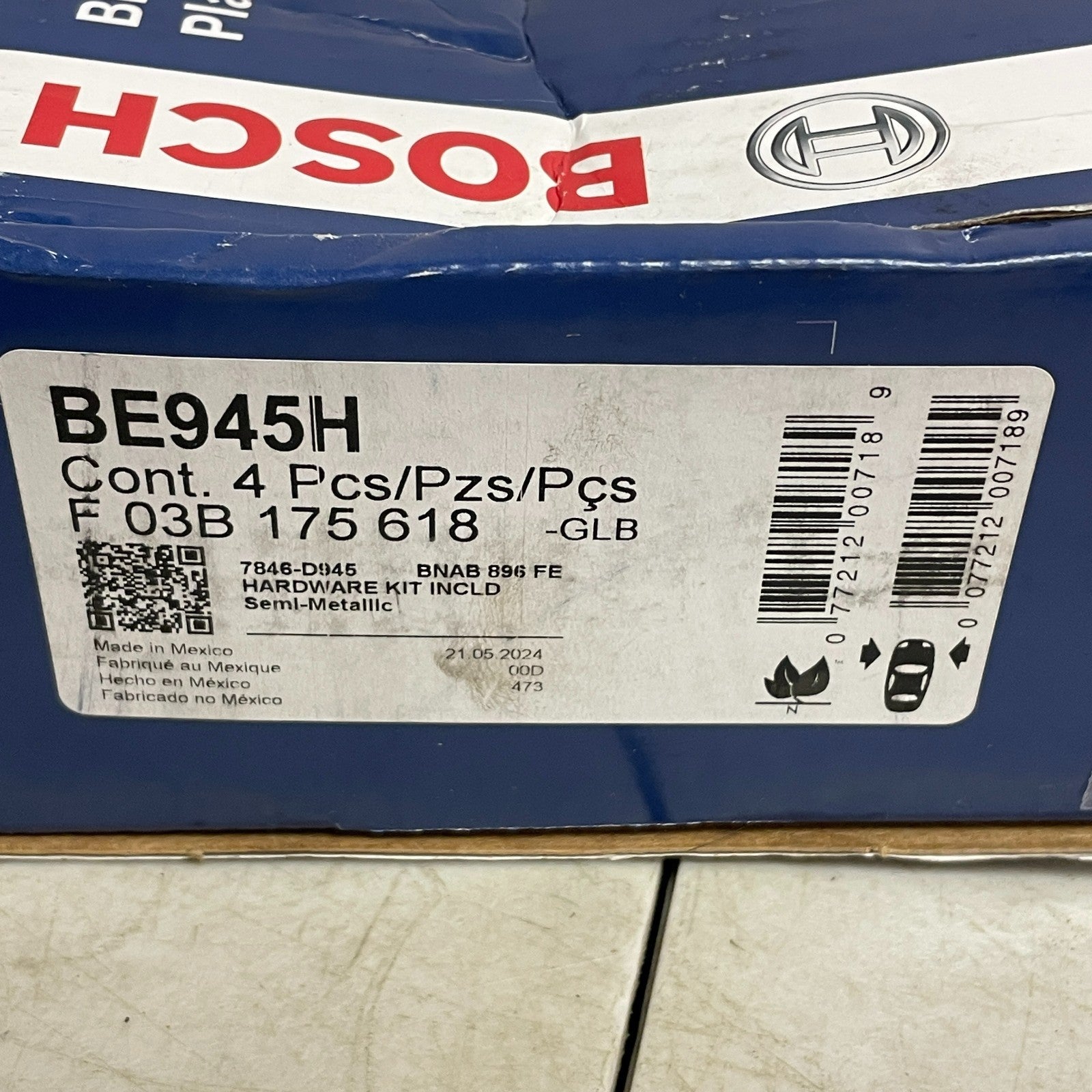 BOSCH BE945H Blue Semi-Metallic Disc Brake Pads w/ Hardware Jeep Grand Cherokee