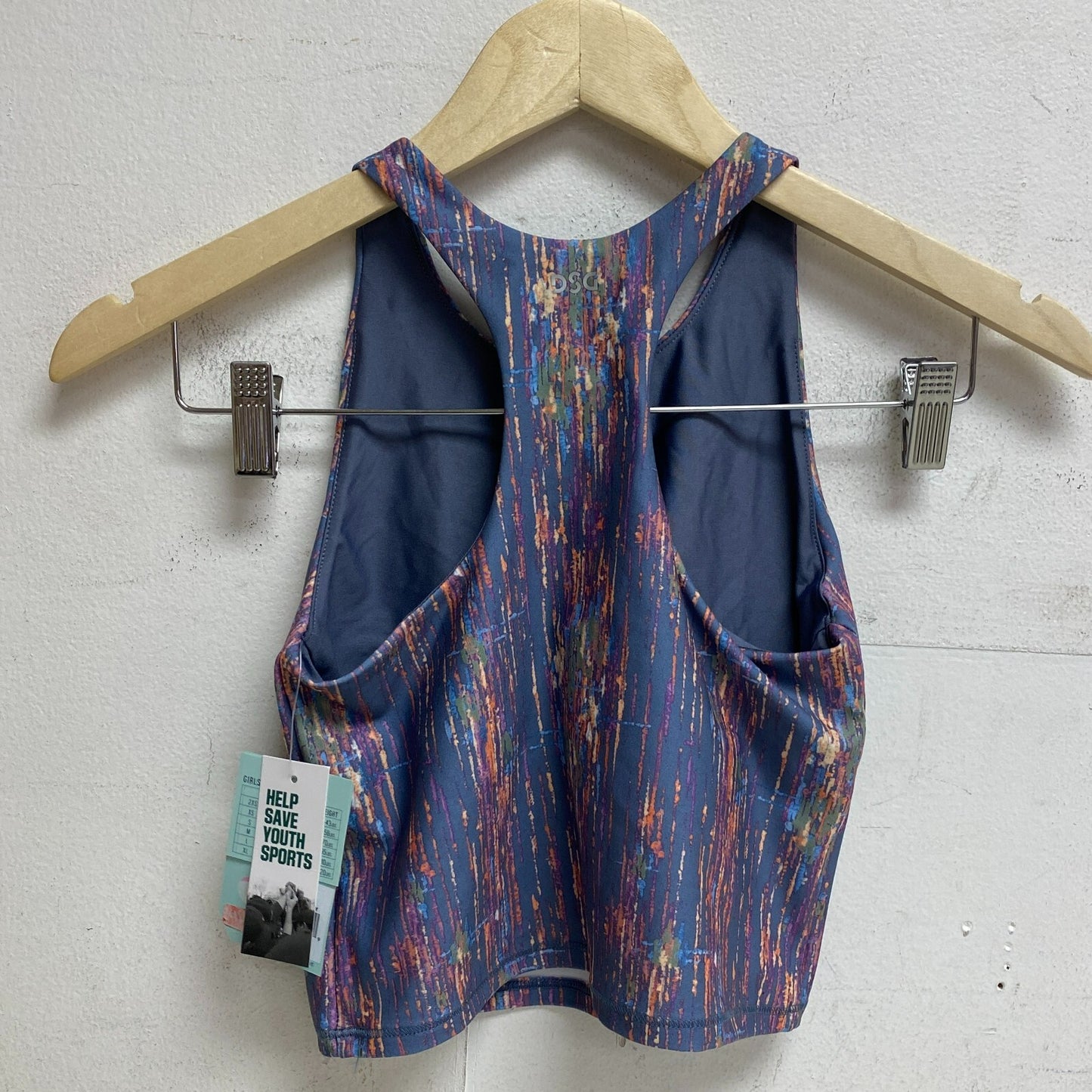 DSG Girl's Shelf Bra Tank Sketchy Ikat Grey Sleeveless Summer DAG23712PRT