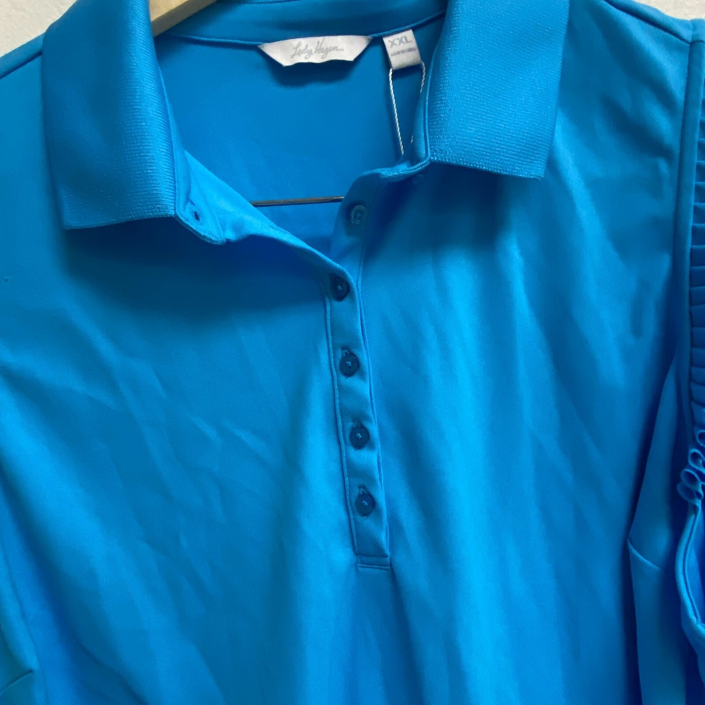 Lady Hagen Womens Eyelet Dolman Polo Blue Oasis Sleeveless Solid WGH11478