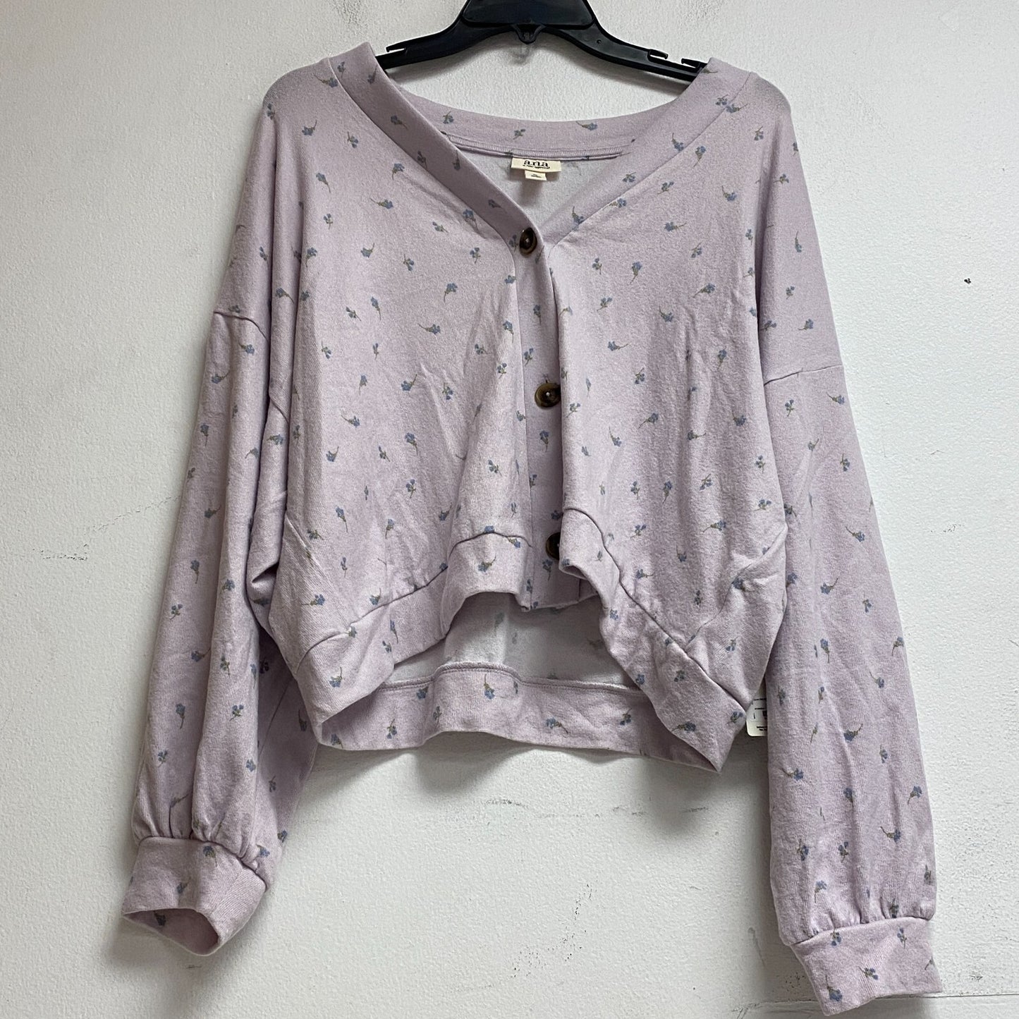 Ana a new approach size XL crop long sleeve button v-neck cardigan color Ditzy