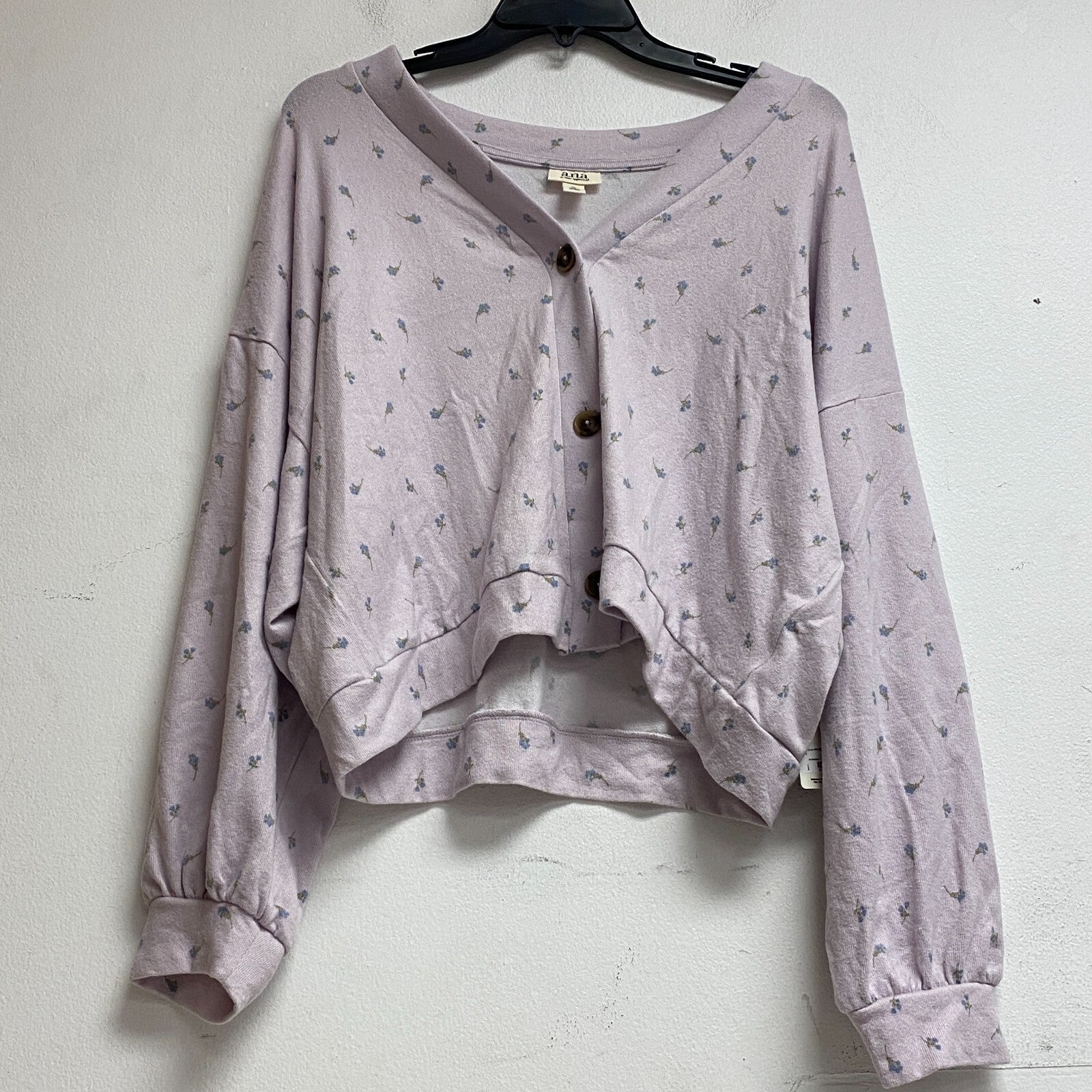 Ana a new approach size XL crop long sleeve button v-neck cardigan color Ditzy