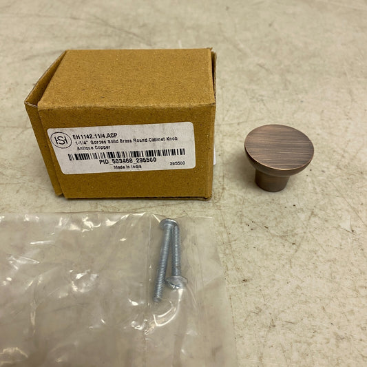 Signature Hardware 1-1/4" Gordes Solid Brass Round Cabinet Knob - Antique Copper