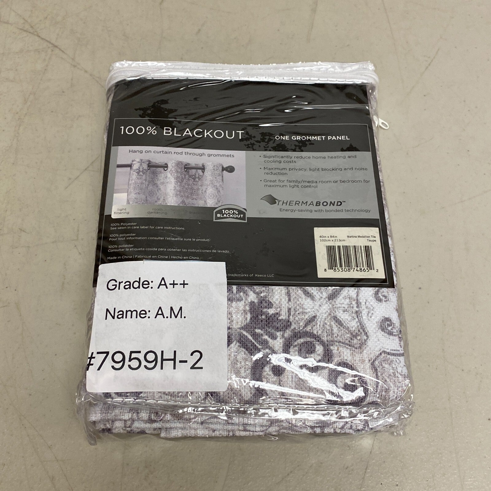 Eclipse Martina Medallion Absolute Zero 100% Blackout Curtain Panel  40 inx84 in