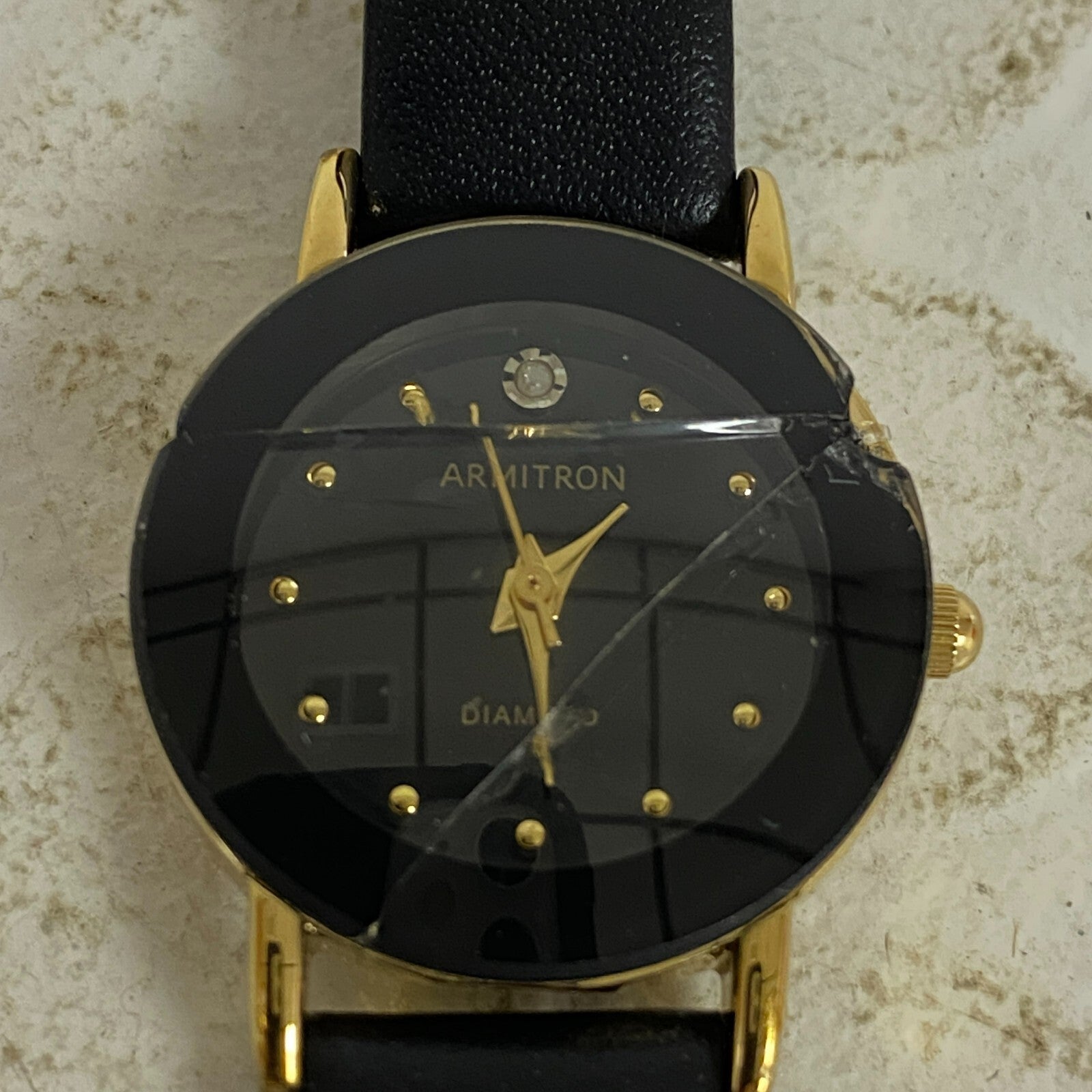 Armitron Women's 75/2447 Diamond-Accented Leather Strap Watch