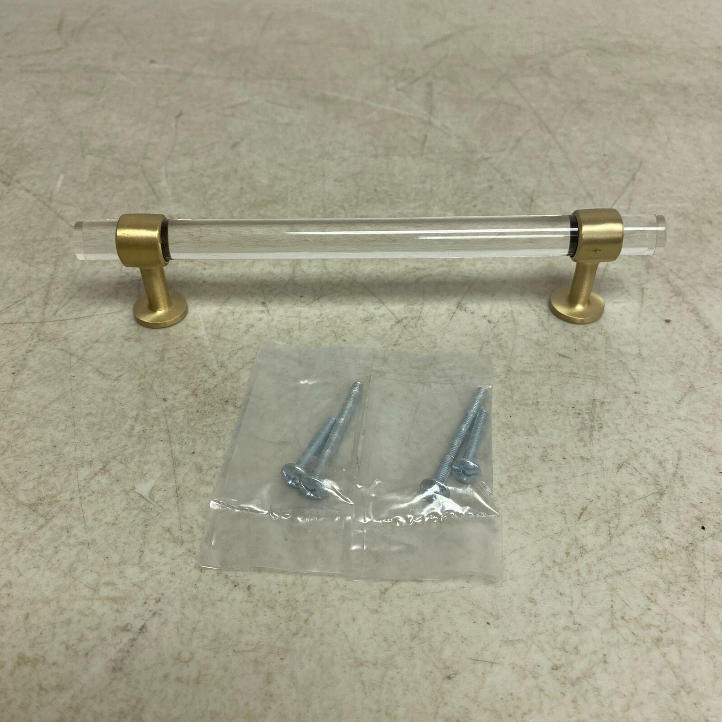 SIGNATURE HARDWARE 6" BERYN ACRYLIC CABINET PULL SATIN BRASS , HN-B-9021.6.SB