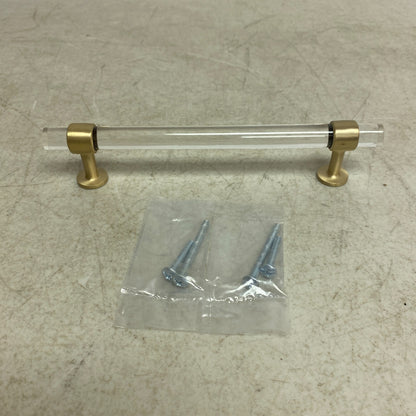 SIGNATURE HARDWARE 6" BERYN ACRYLIC CABINET PULL SATIN BRASS , HN-B-9021.6.SB
