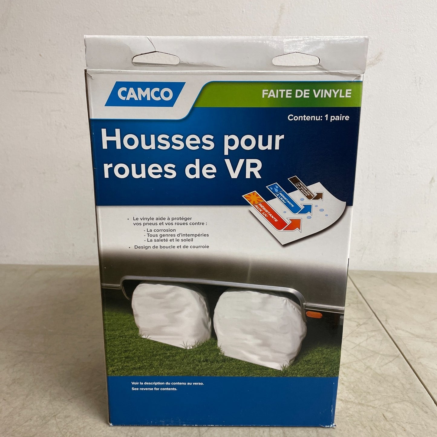 Camco 45322 Vinyl RV Wheel Tire Protectors 27-29" White Covers 1 Pair