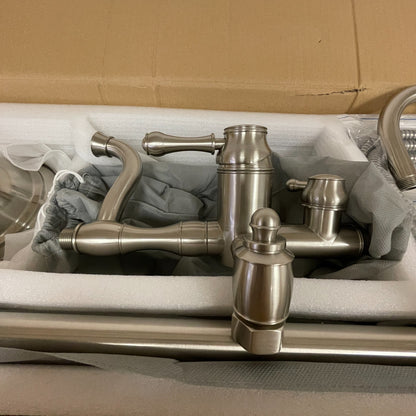 Signature Hardware Dolwick Exposed‑Pipe Shower & Tub Faucet Brushed Nickel