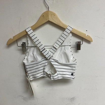 Calia Women's High Rise High Neck Power Sculpt Top Stripe White WSA22213PRT New!