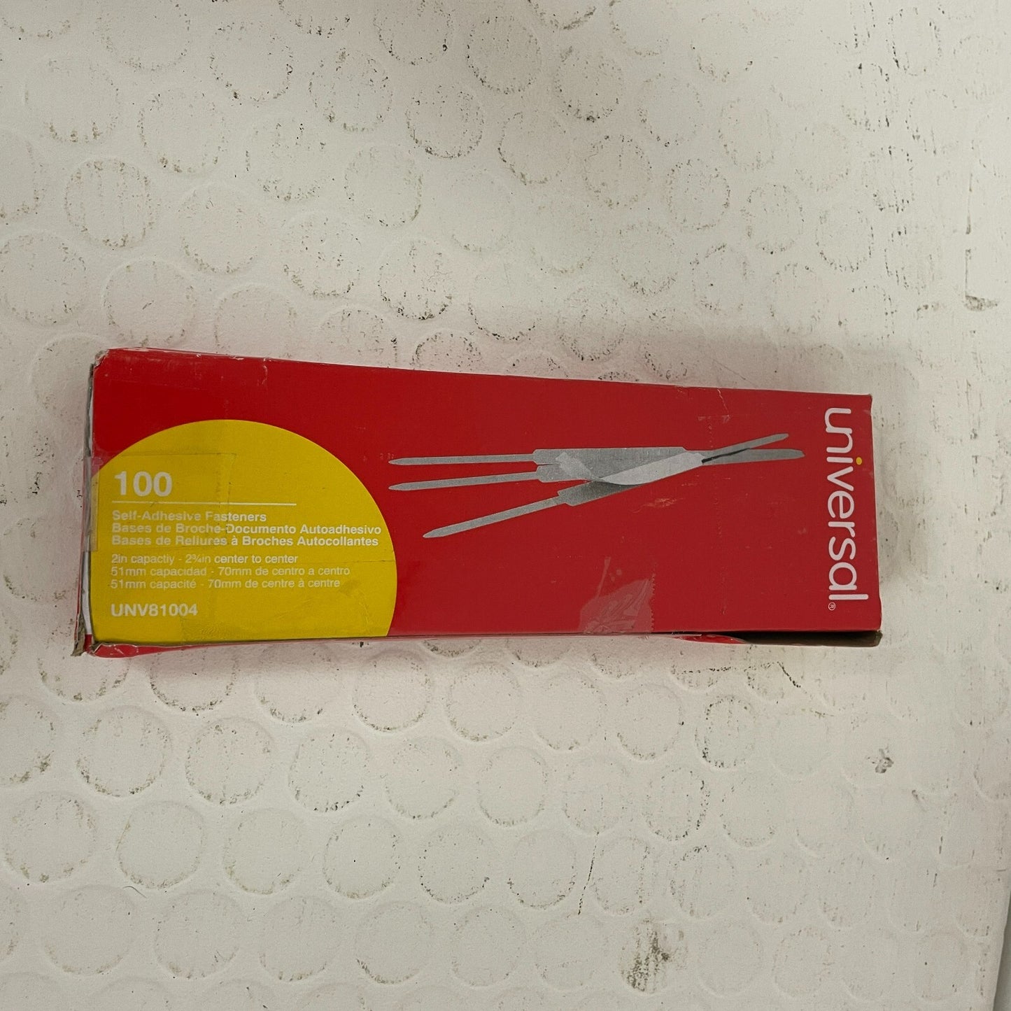 Universal Self-Adhesive Paper and File Fasteners, Two Inch Capacity, 98 box