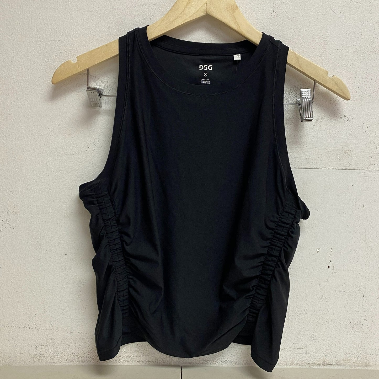 DSG Womens Cinch Tank Top Shirt Pure Black sleeveless Solid Summer DAW23100