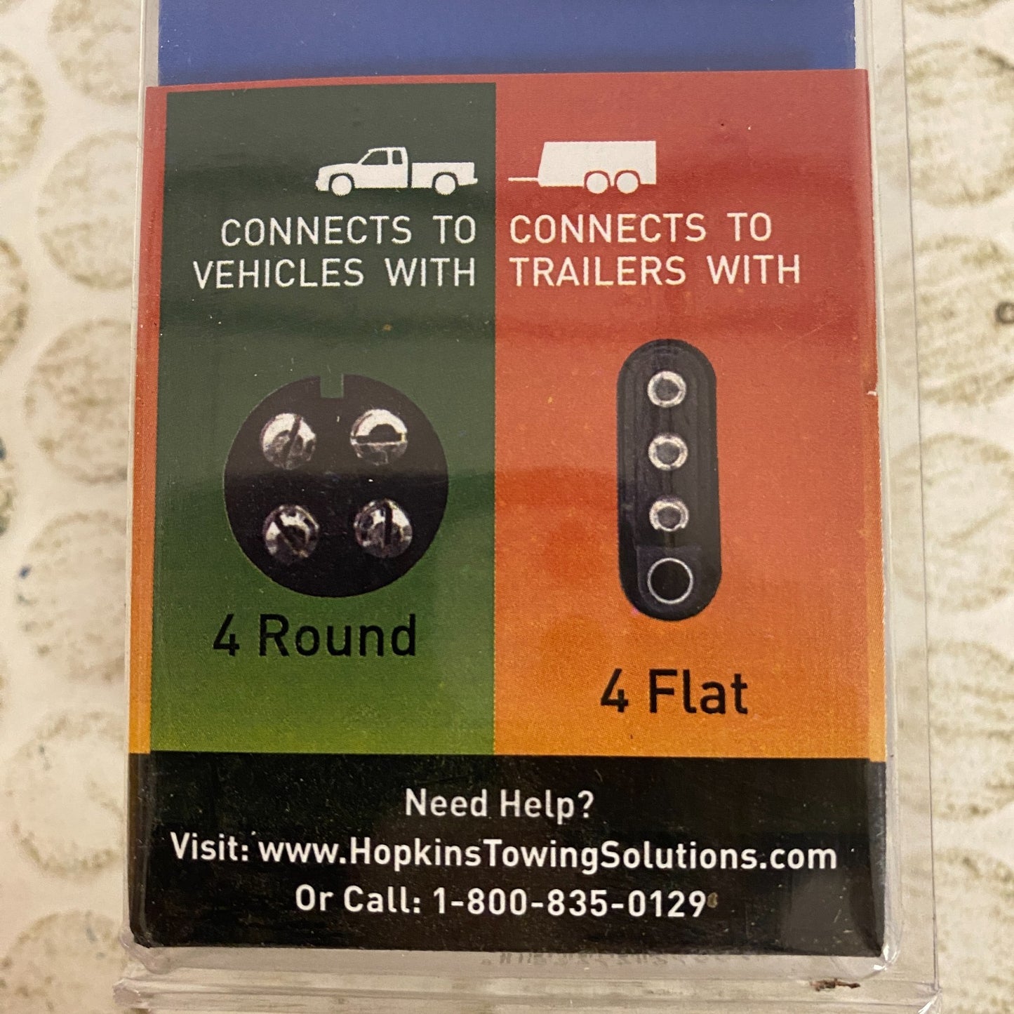 Hopkins 4-Pole Round to 4 Flat Trailer Adapter Flexible Dust Cover 47465