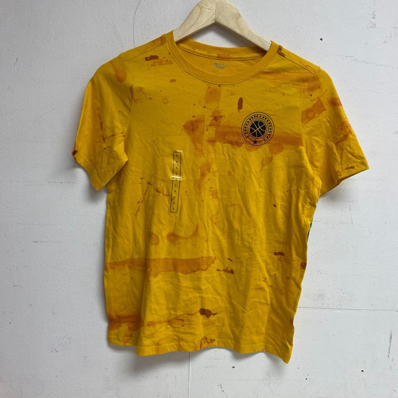 DSG Boys Printed Cotton Graphic Tee Stain Dye Deep Yellow Short Sleeve DAB22100