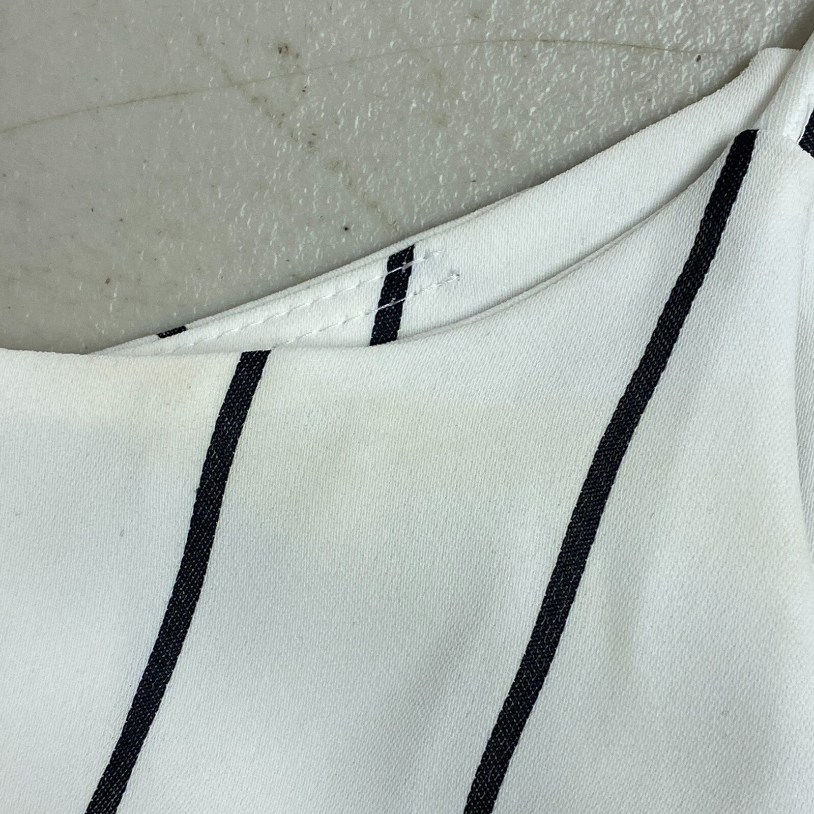 Bar III Women's Dressy Jumpsuit Striped Wide Leg Strapped Black White Size 12