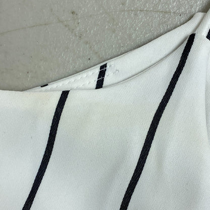 Bar III Women's Dressy Jumpsuit Striped Wide Leg Strapped Black White Size 12