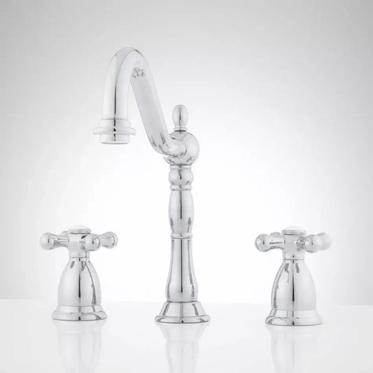 Signature Hardware Victorian Widespread Bathroom Faucet Cross Handles Chrome