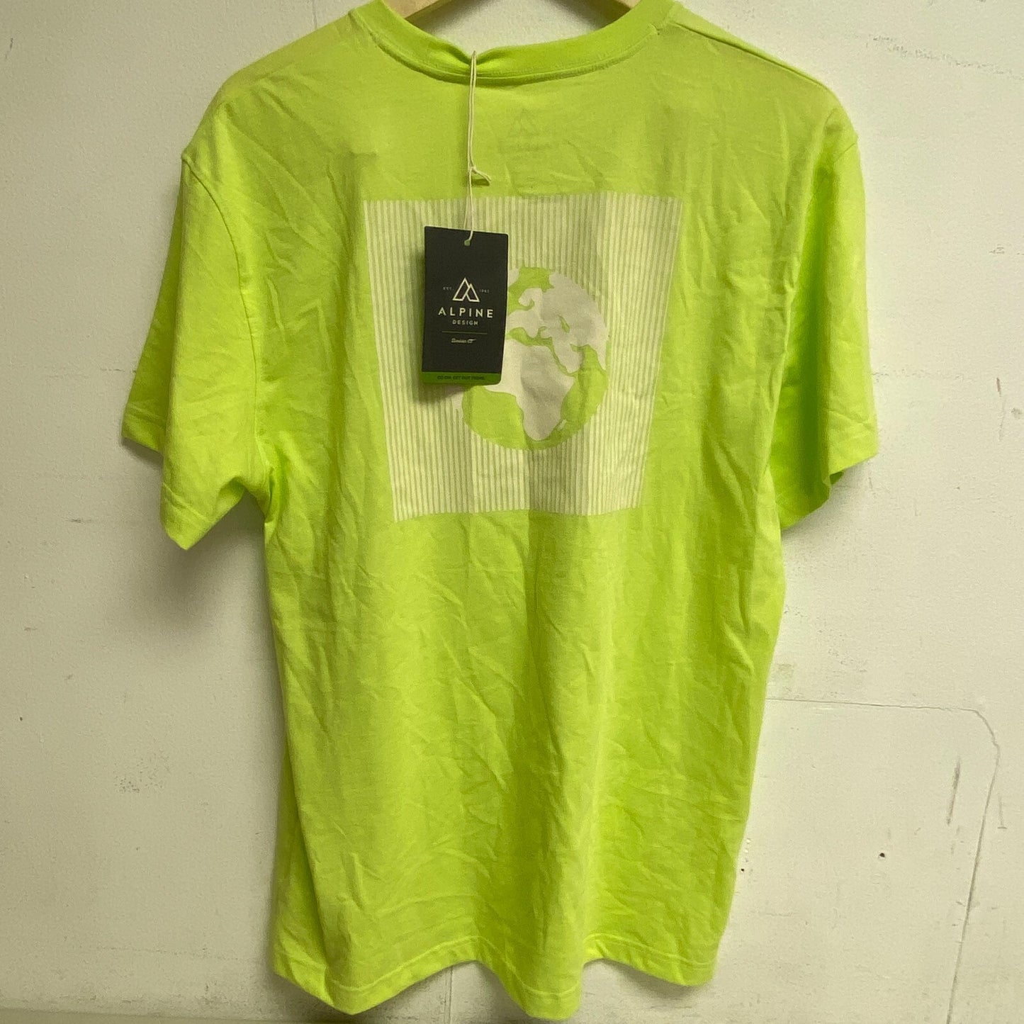 Alpine Design Men's SS Graphic Print T-Shirt Lime Green/Earth ADM22105 Brand New