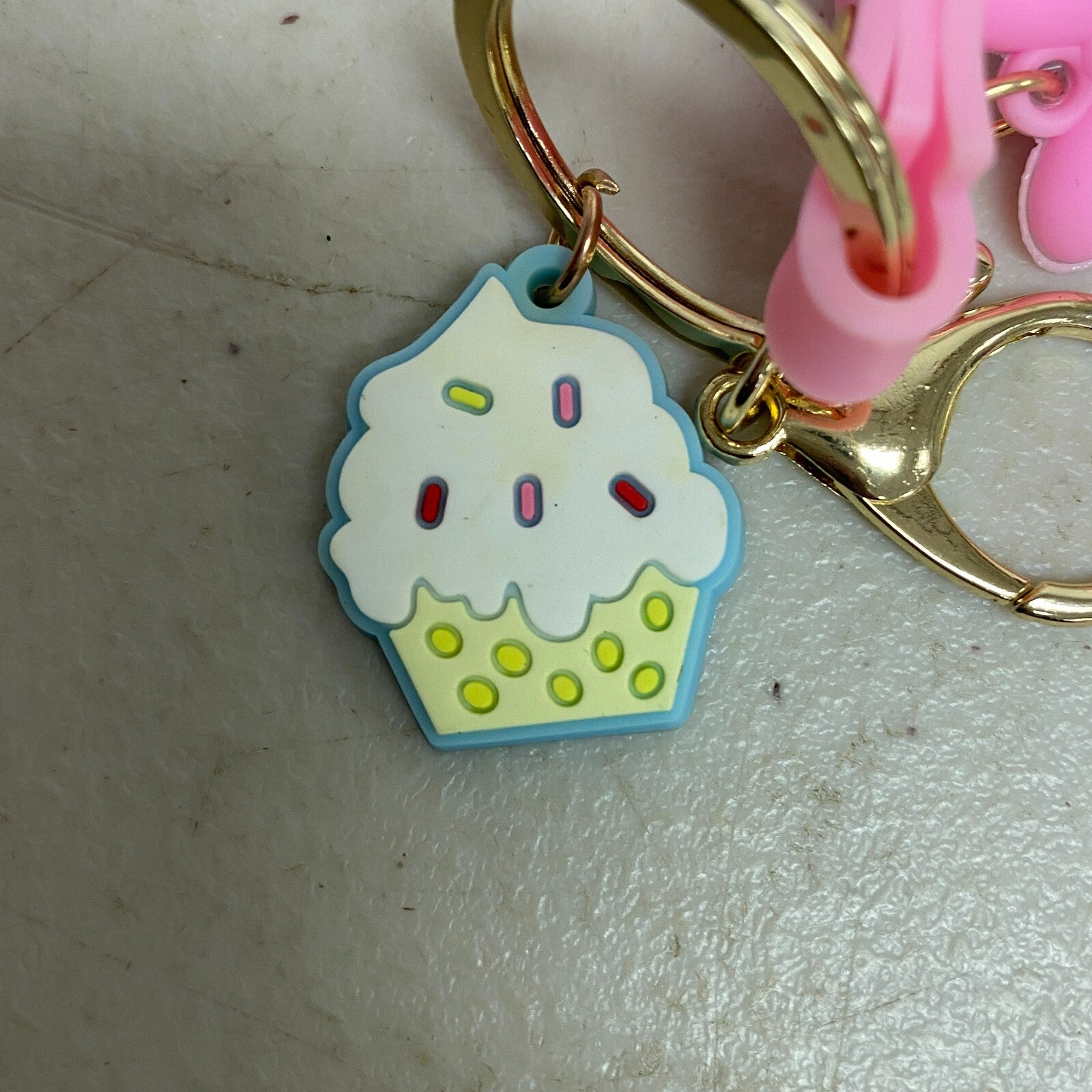 Assorted Silicone Daisy Duck Cupcake Dessert Keychain Accessory