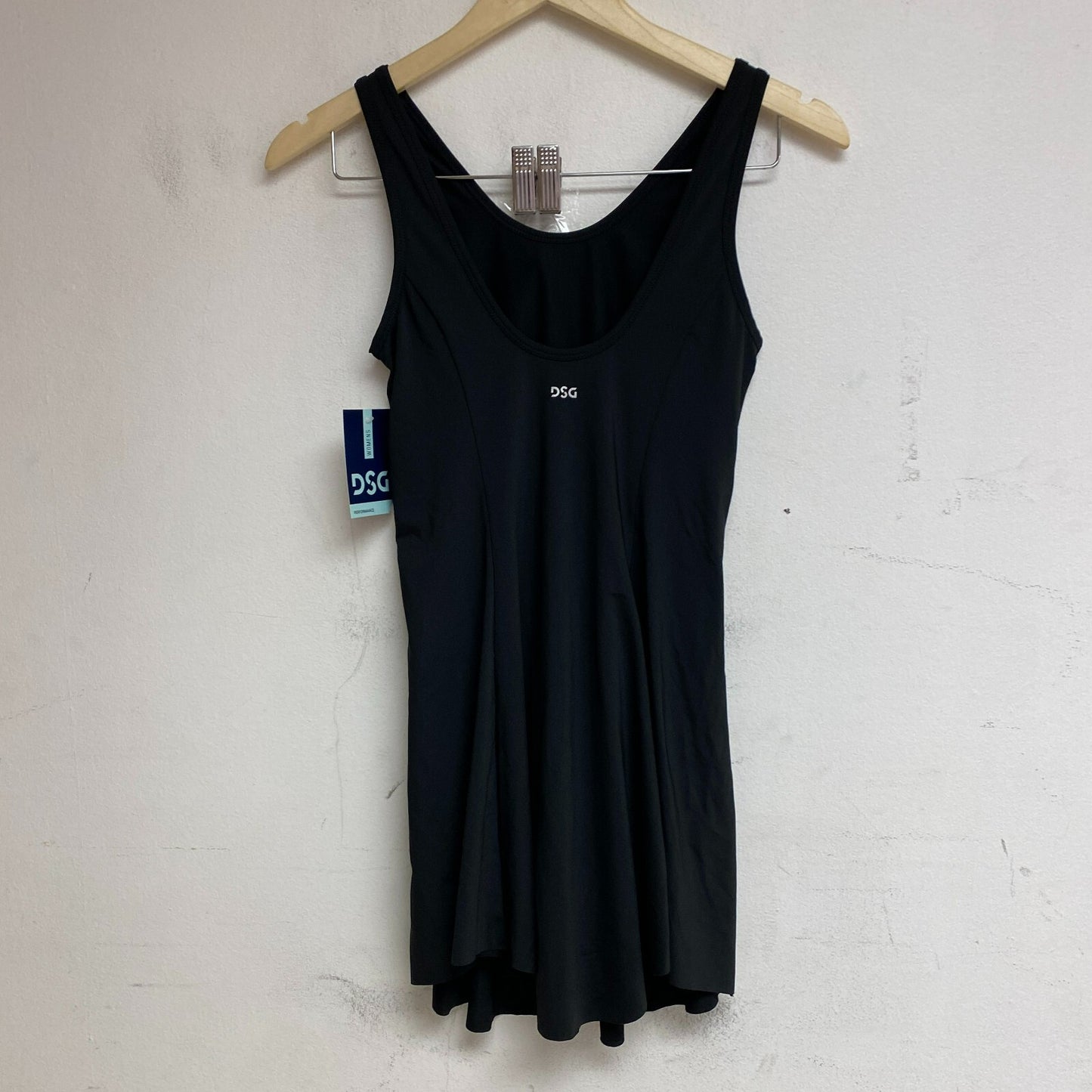 DSG Women's Flounce Dress Grounded Pure Black Sleeveless Solid DAW13328