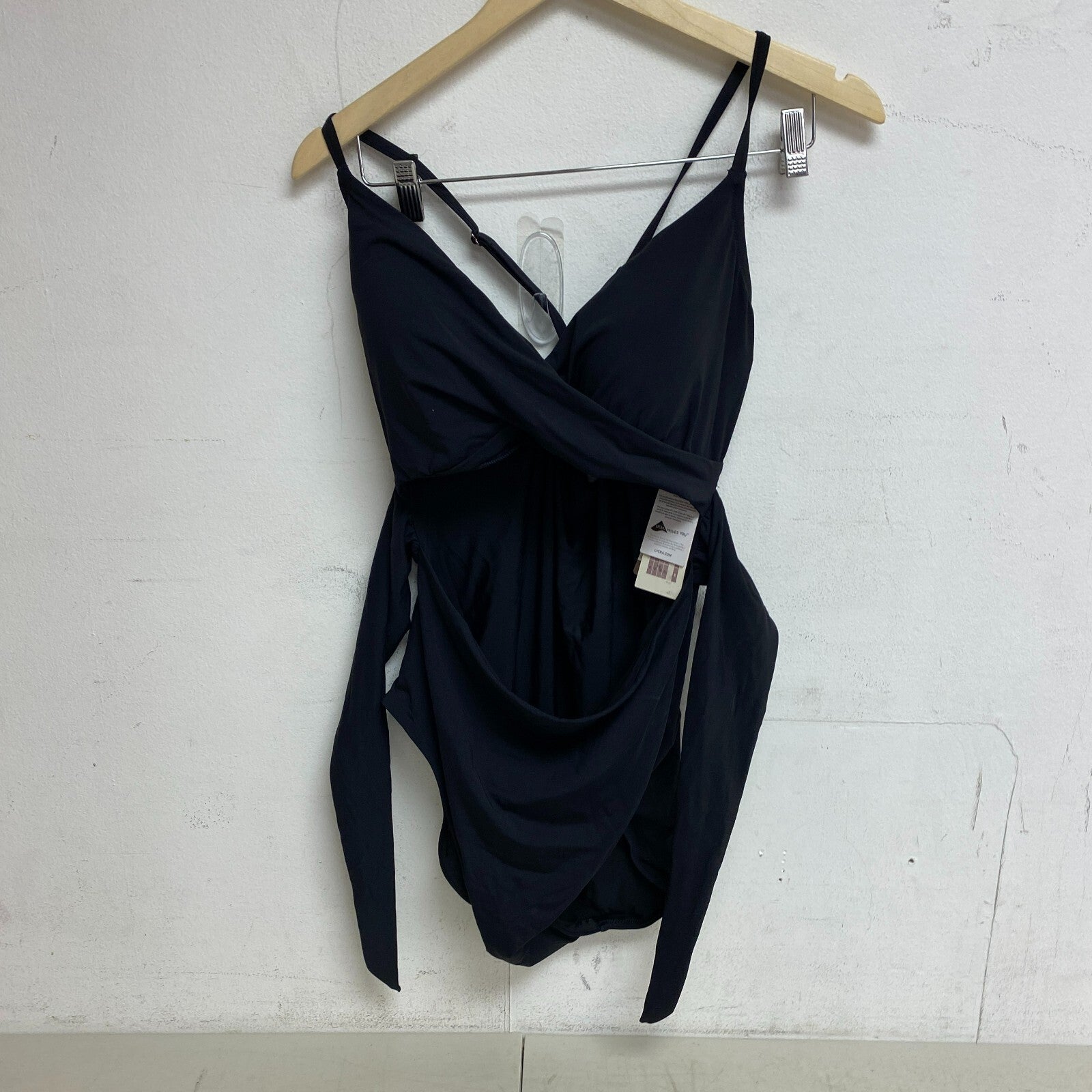 Calia Women's Tie Front One Piece Swim Suit Pure Black WSA22101