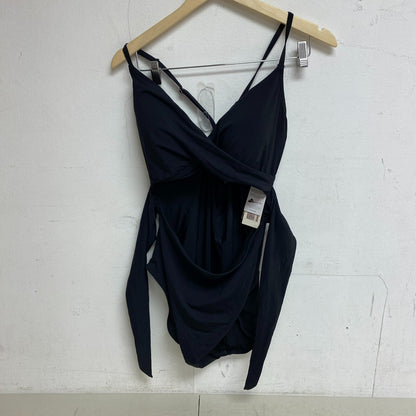 Calia Women's Tie Front One Piece Swim Suit Pure Black WSA22101